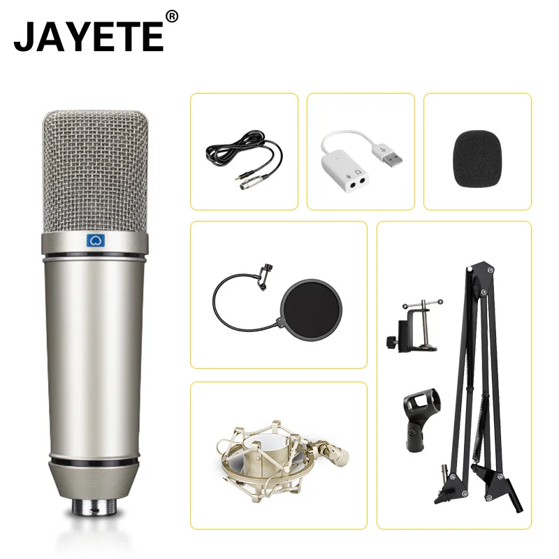 

Hot sale professional 3.5mm U8 studio recording microphone with desktop stand condenser microphone 87 for Live broadcast Singing