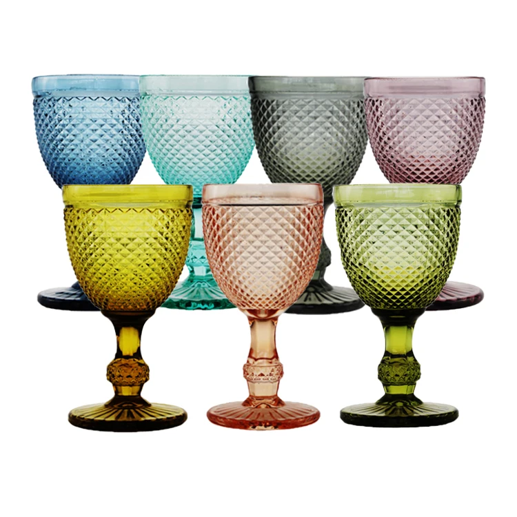 Home Decoration Different Color Wholesale Vintage Glass Water Goblets