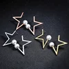 Fashion Women Jewelry Korean Style Contracted Star Charm Stud Earrings For Girl Glass Imitation Pearl Earrings Gift Accessories