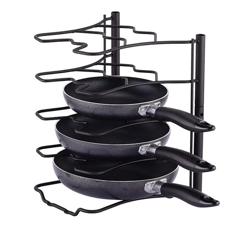 

Kitchen Counter and Cabinet Pan Organizer Shelf Rack Pot Lid Storage Holder, Bronze/silver