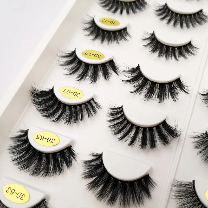 

Wholesale 20 Pairs 100% Handmade Cruelty Free Fluffy Crossed Vegan 5d 3d Faux Mink Lashes Custom Made Eyelash Packaging, Natural black