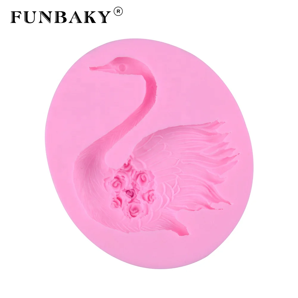 

FUNBAKY JSF456 vivid swan shape silicone mold baking tools for fondant cake molds animal handcraft making kits, Customized color
