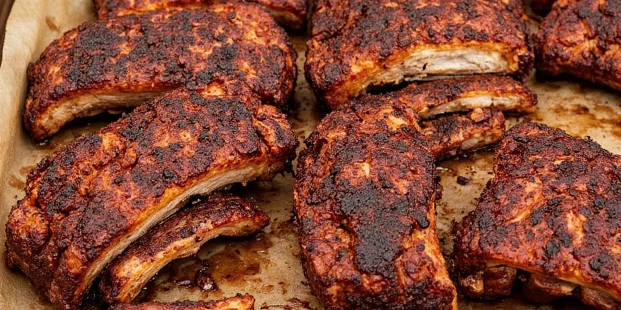 Chef smiling while serving a tray of perfectly spiced slow oven baked spare ribs