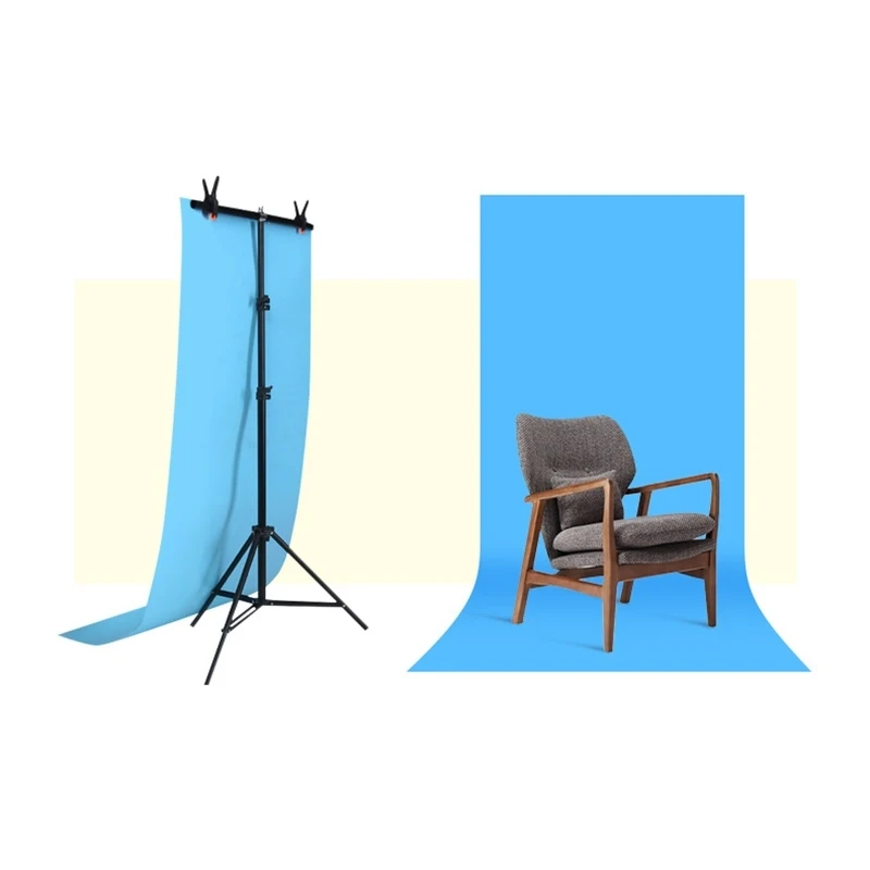 

Dropshipping 70x200cm T-Shape Photo Studio Background Support Stand Backdrop Crossbar Bracket Kit with Clips, No Backdrop