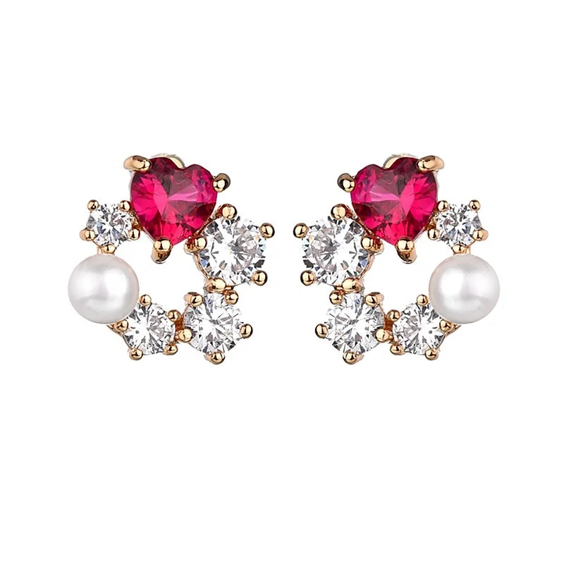 

Made In China Fashion Zircon Earring With Pearl Indian Jewellery, White,gold, pink