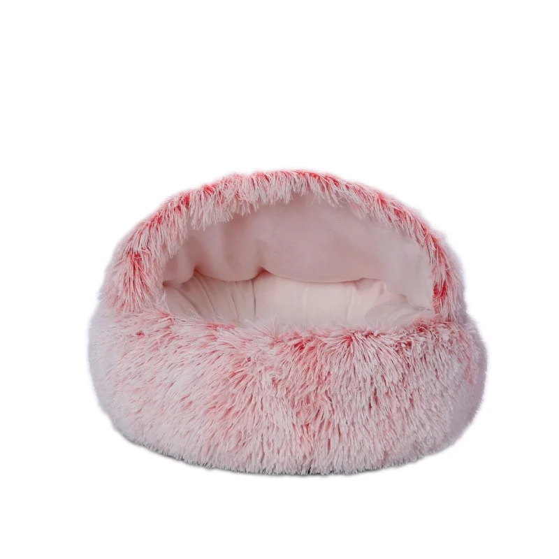 

pet beds for New Design 40/50/65cm Semi-Enclosed Deep Sleep Comfort Round Plush Bed Winter Little Mat Basket nest, There stlye