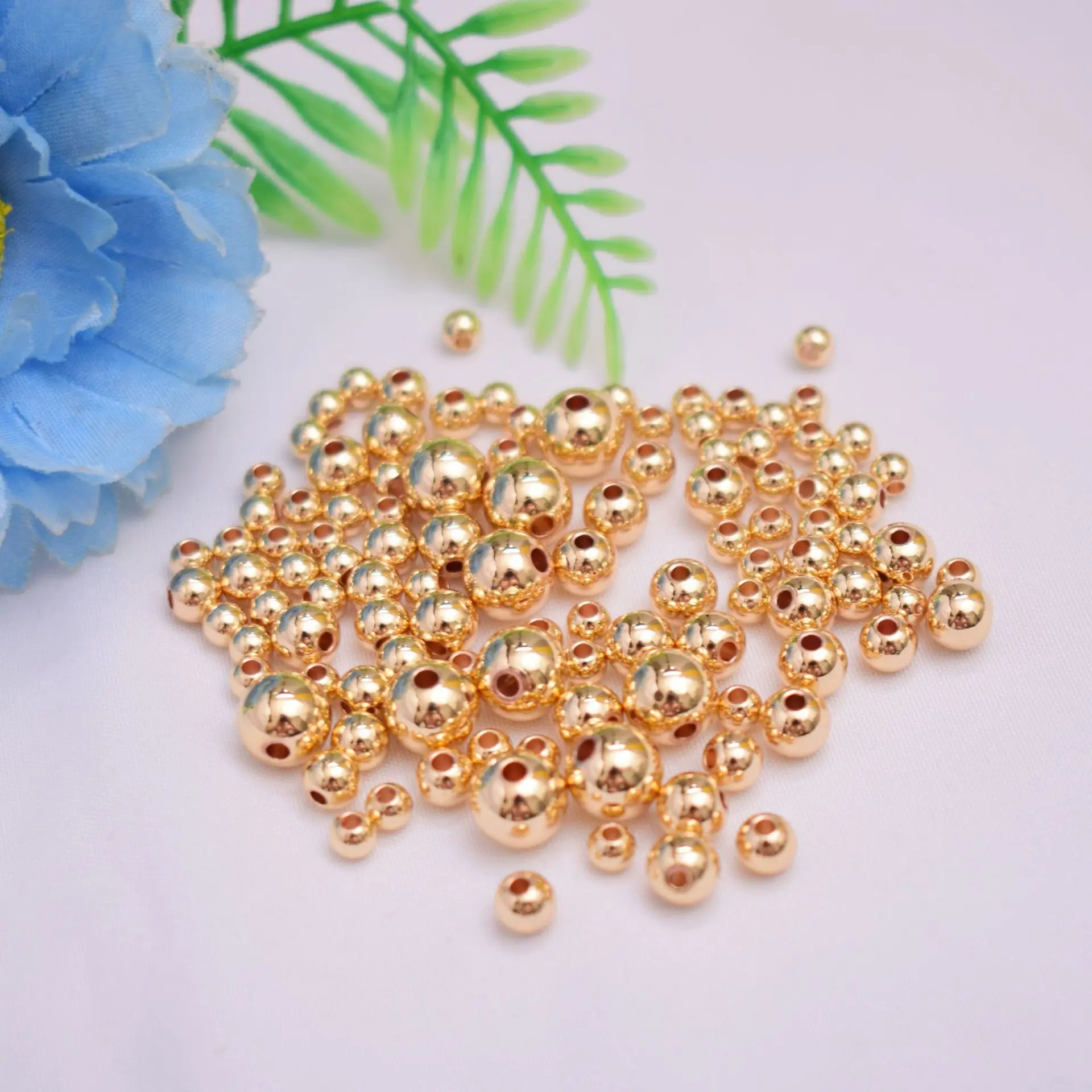 Accessories Stuffing Material Gold Filled Beads 14k Golden Diy Jewelry Straight Hole Beads Golden Silver Imitation Brass Beads