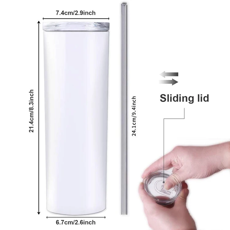 

Slide Lid Straight Slim Stainless Steel Tumblers For Sublimation Printing