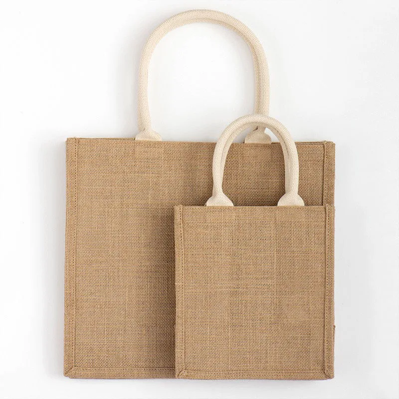 

Wholesale Cheap Plain Burlap Jute Tote Bag Women Hessian Shopping Bag, Cmyk