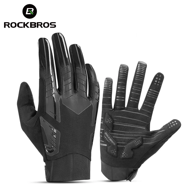 

ROCKBROS Touch Screen Cycling road bike MTB riding Autumn Winter Thermal Windproof Bicycle Keep Warm racing Thick Sport Glove, Black