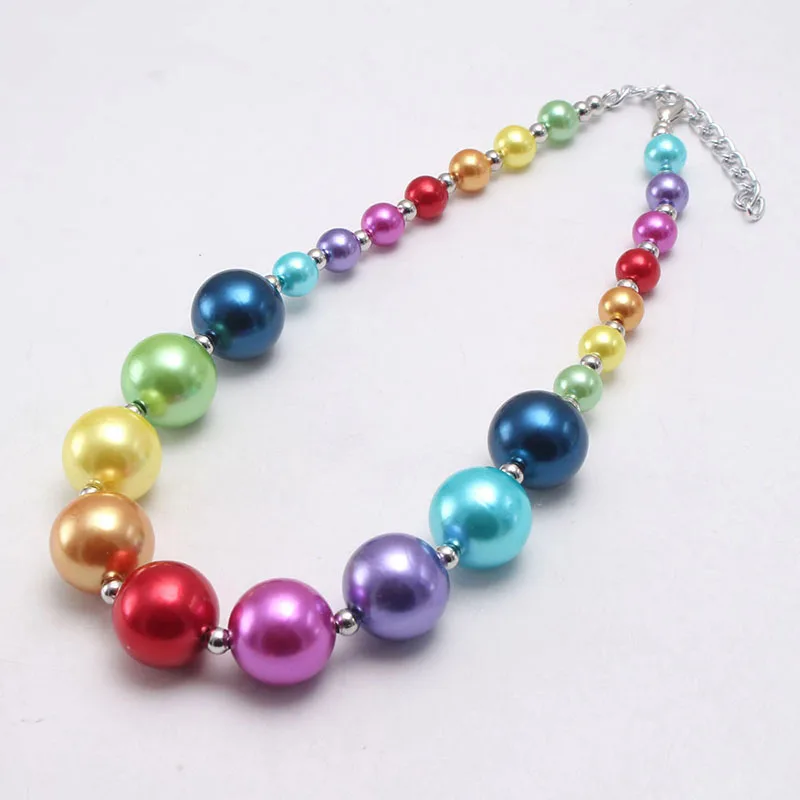 

Summer handmade rainbow colorful children jewelry baby girls princess chunky beads necklace, As picture show