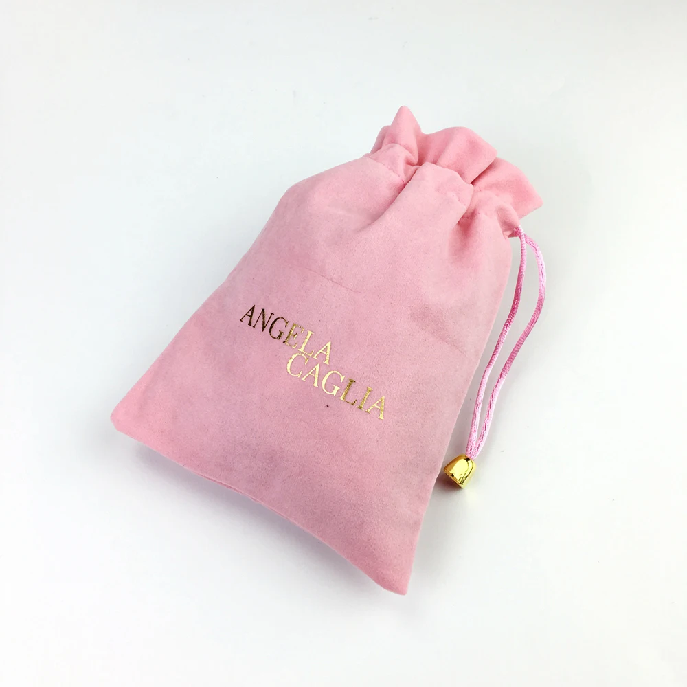 

OEM Custom pink Velvet Pouches Jewelry Packaging Display Velvet Drawstring Packing Gift Bags & Pouches