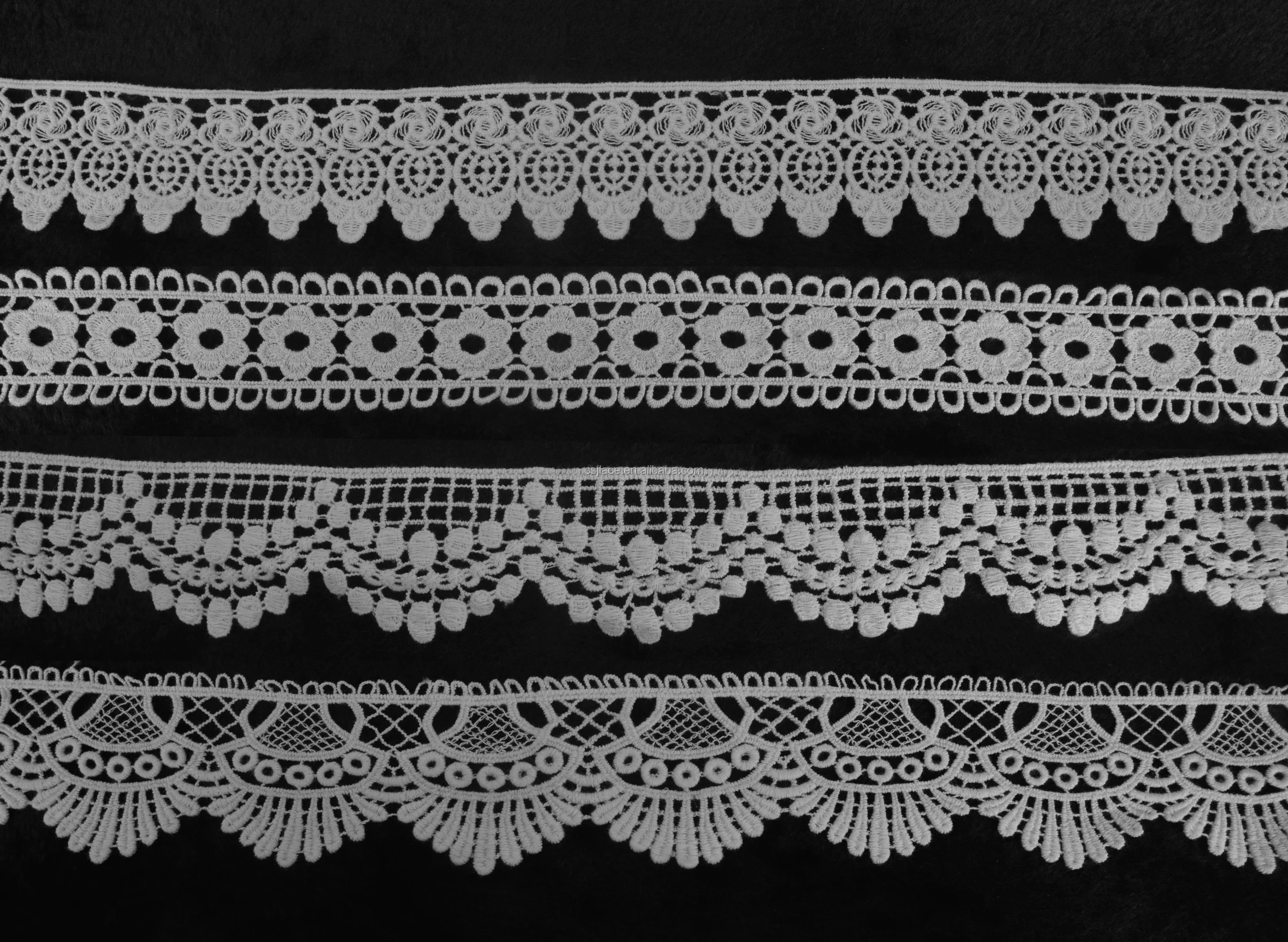 free sample white border guipure lace trim for dress cotton embr