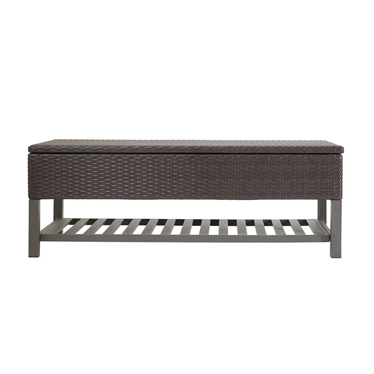 

Outdoor Furniture Rattan Storage Ottoman Garden Seat Storage Bench with Rack Storage Boxes & Bins Clothing Organizer Square Iron