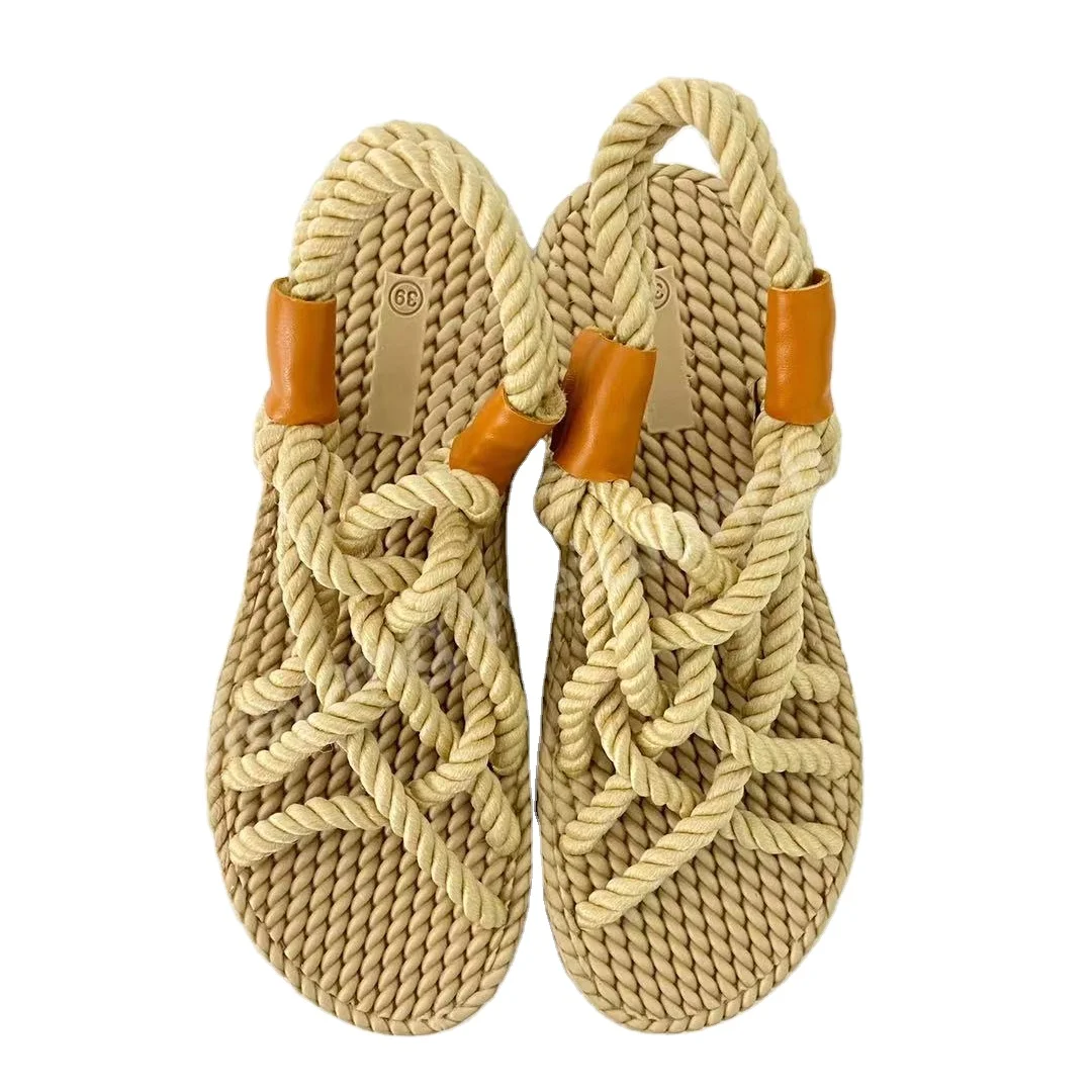 

Women's Hemp Rope Women's designer Shoes Woven Roman Flat Sandals