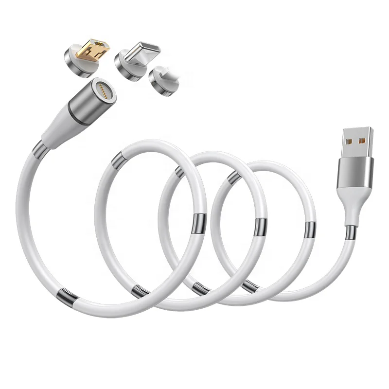 

Supercalla LED Light Self Winding Magnetic 3A Fast Charging Cable with Magnet for Samsung iPhone USB Type C Micro