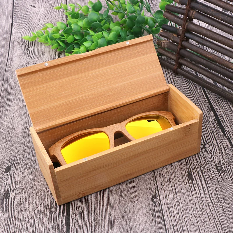 

Custom engraved logo Glasses Bamboo wood Cylinder Case handmade natual sunglasses box wholesaler fashion eyeglasses packing