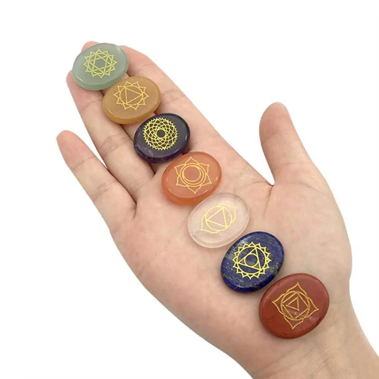 7 CHAKRA Natural Crystal Gemstone Agate Energy Stone Reiki Symbol Healing Stone