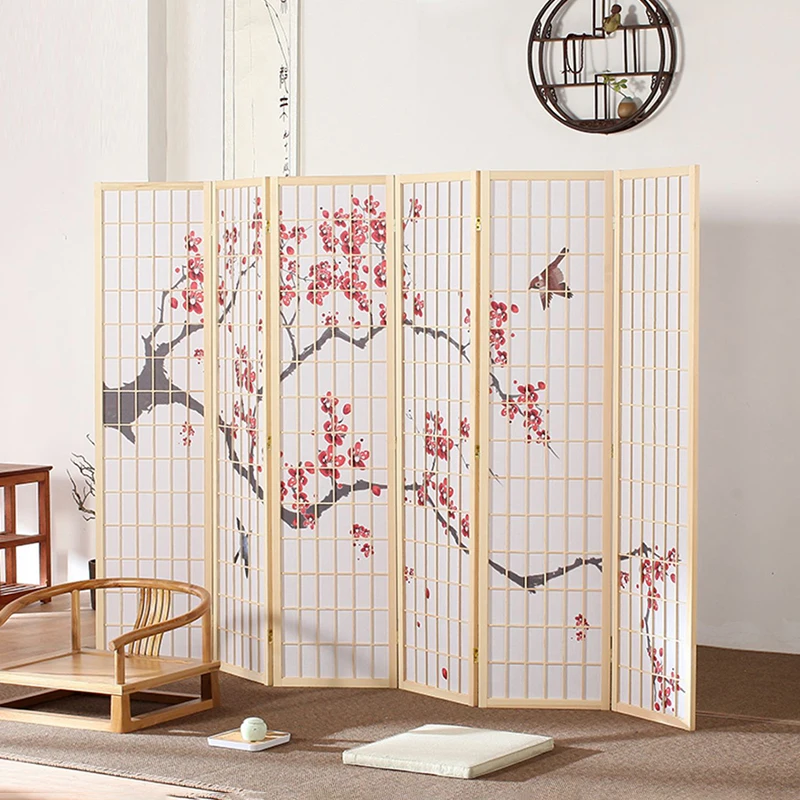 Japanese Style 4 Panels Plum Blossom Screen Room Divider Black Buy