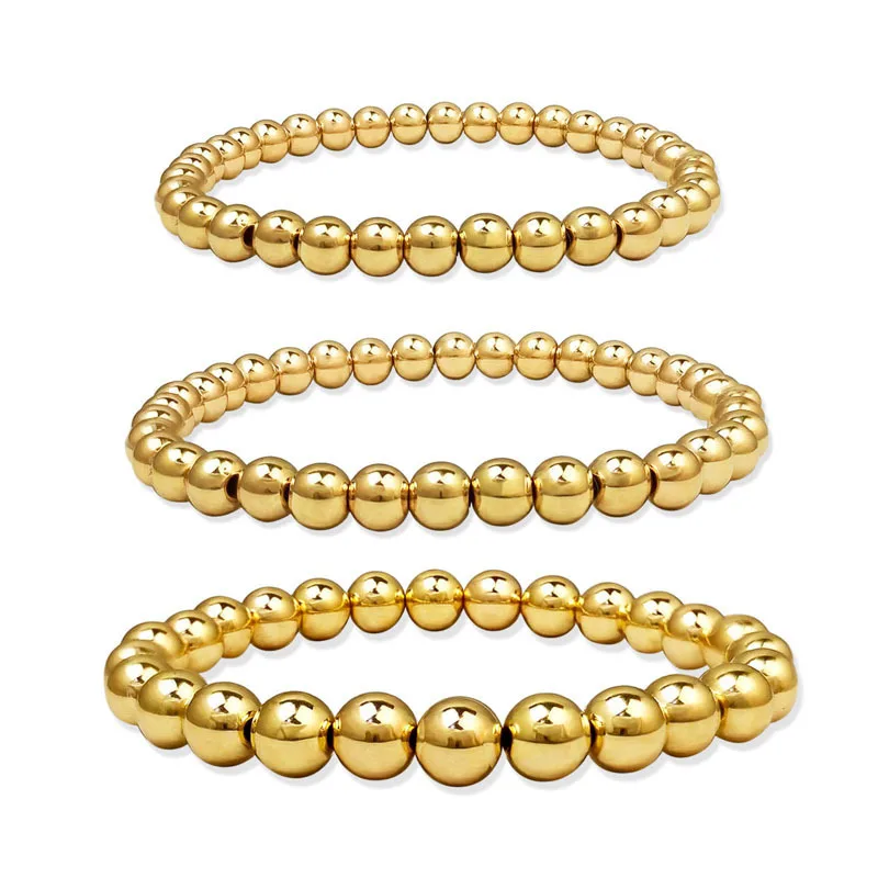 

Wholesale Lucky 14k Gold Filled Square Beads Stackable Bracelets Adjustable Stretch Round Beaded Bracelet