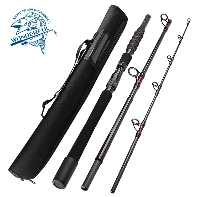 

Factory Wholesale 2.1m 2.4m Superhard Portable Carbon 3 Sections Jigging Spinning Boat Fishing Rod With Bag, 1colors