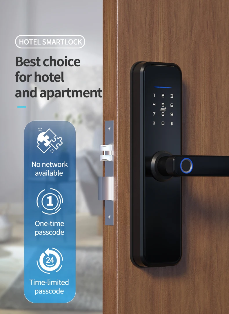 Waterproof Tuya WiFi App Smart Door Lock Biometric lock fingerprint door handle Digital Keyless lock