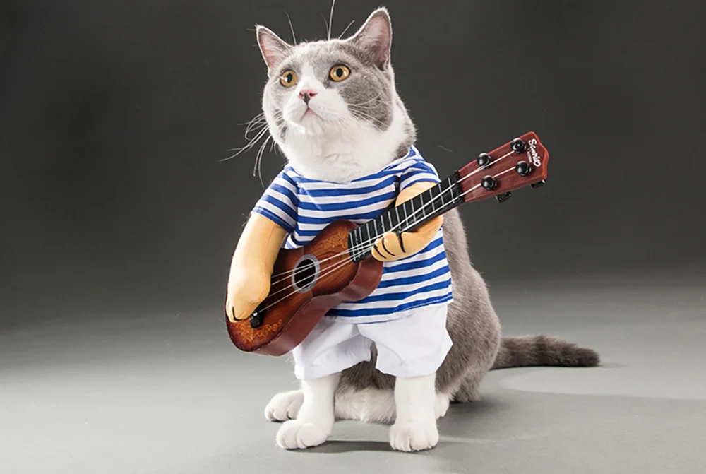 Pet Guitar Player Dog Costumes Halloween Cosplay Party Funny Dog