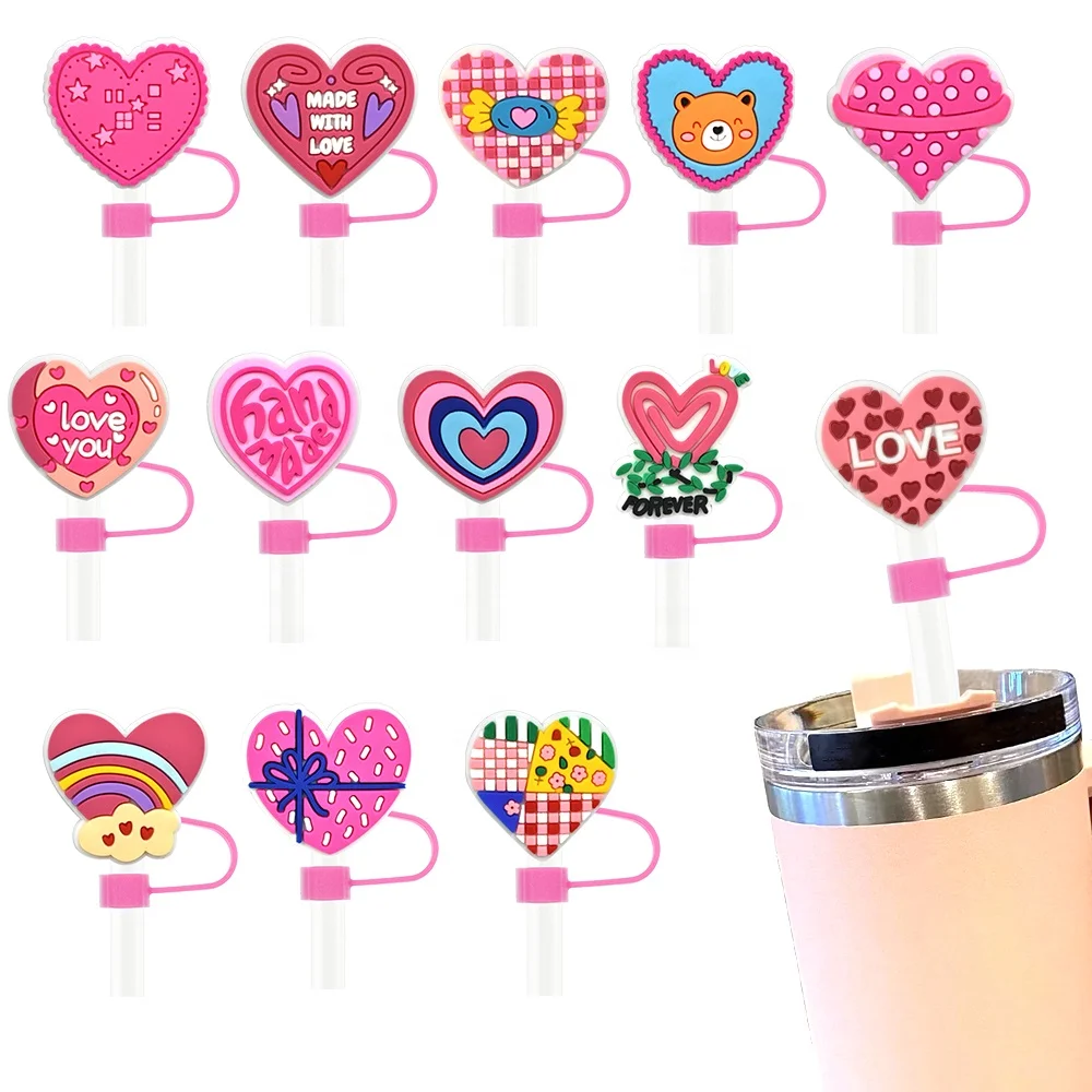 

new arrival 8mm valentine straw topper valentines day straw toppers tips cover in stock tumbler straw topper decoration