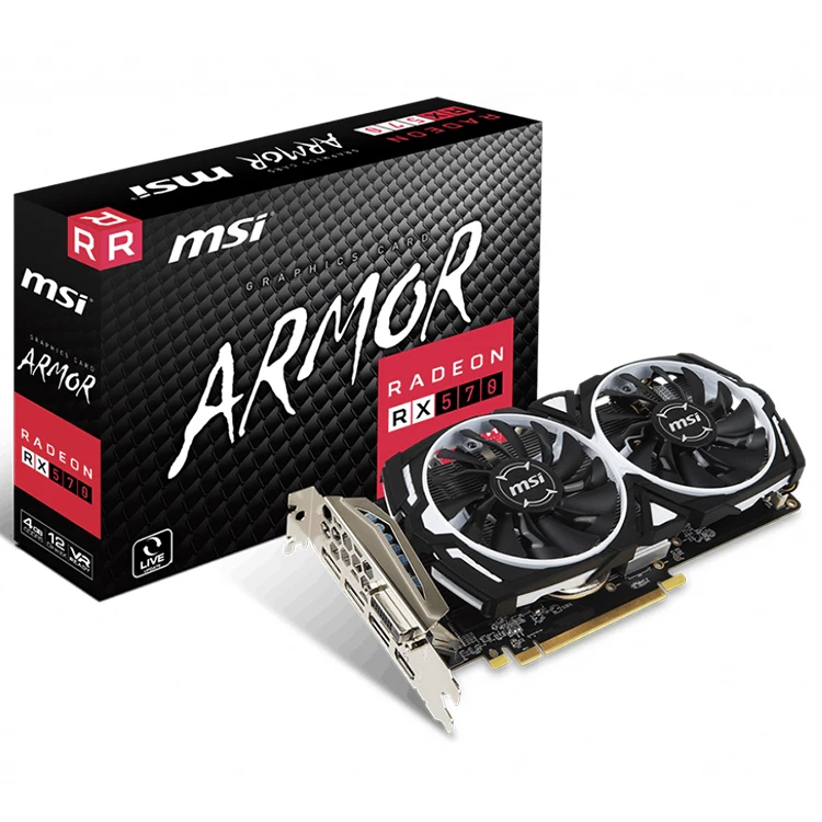 

MSI AMD Radeon RX 570 ARMOR 4G 8G Used Gaming Graphics Card with 256 bit Memory Used for Desktop Support Crossfire 2-Way
