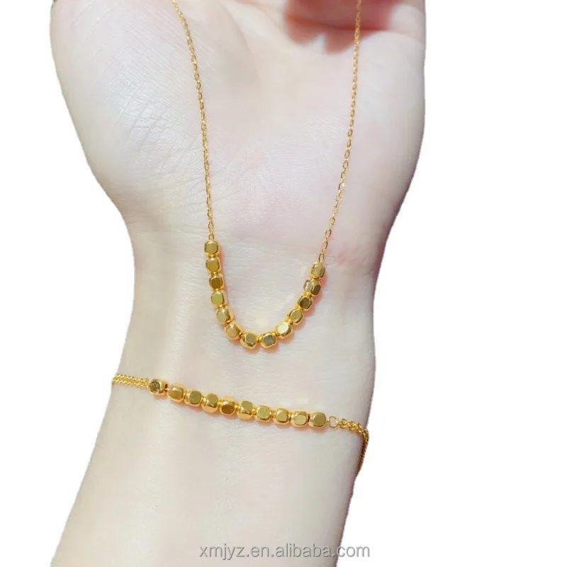 

Certified In Stock Wholesale 5G Gold New Bracelet Pure Gold 999 Wheat 24K Pure Gold Set Chain Disco Jumping Beads Necklace Set