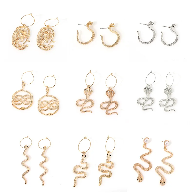 

2021 newly fashion trend snake shaped earrings exaggerated designer sense long earrings for women