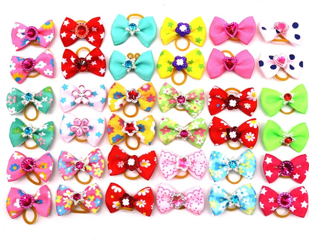 

Hot Sale Colorful Pet Dogs Hair Accessories Dog Rubber Bow