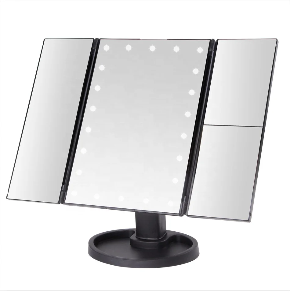

LED Foldable cosmetic mirror with USB port and battery