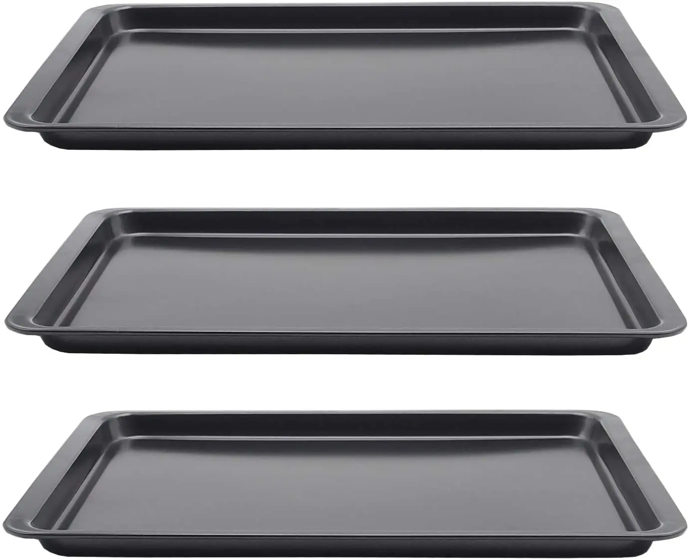 

Household Kitchen Baking Nonstick Cookie Sheet Pan for 15/17/19 Inch Heavy Duty Carbon Steel Cake Tray Set, Black or brown