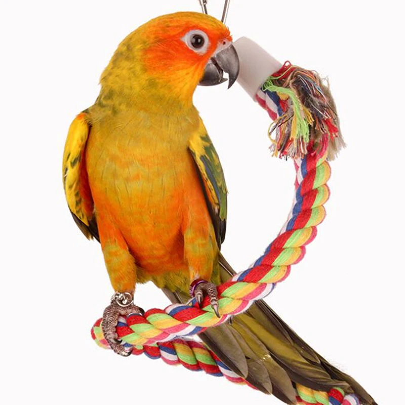 

Pet Stand Training Accessories Parrot Rope Hanging Braided Budgie Chew Rope Bird Cage Cockatiel Toy Conure Swing Supplies, Pictures shown
