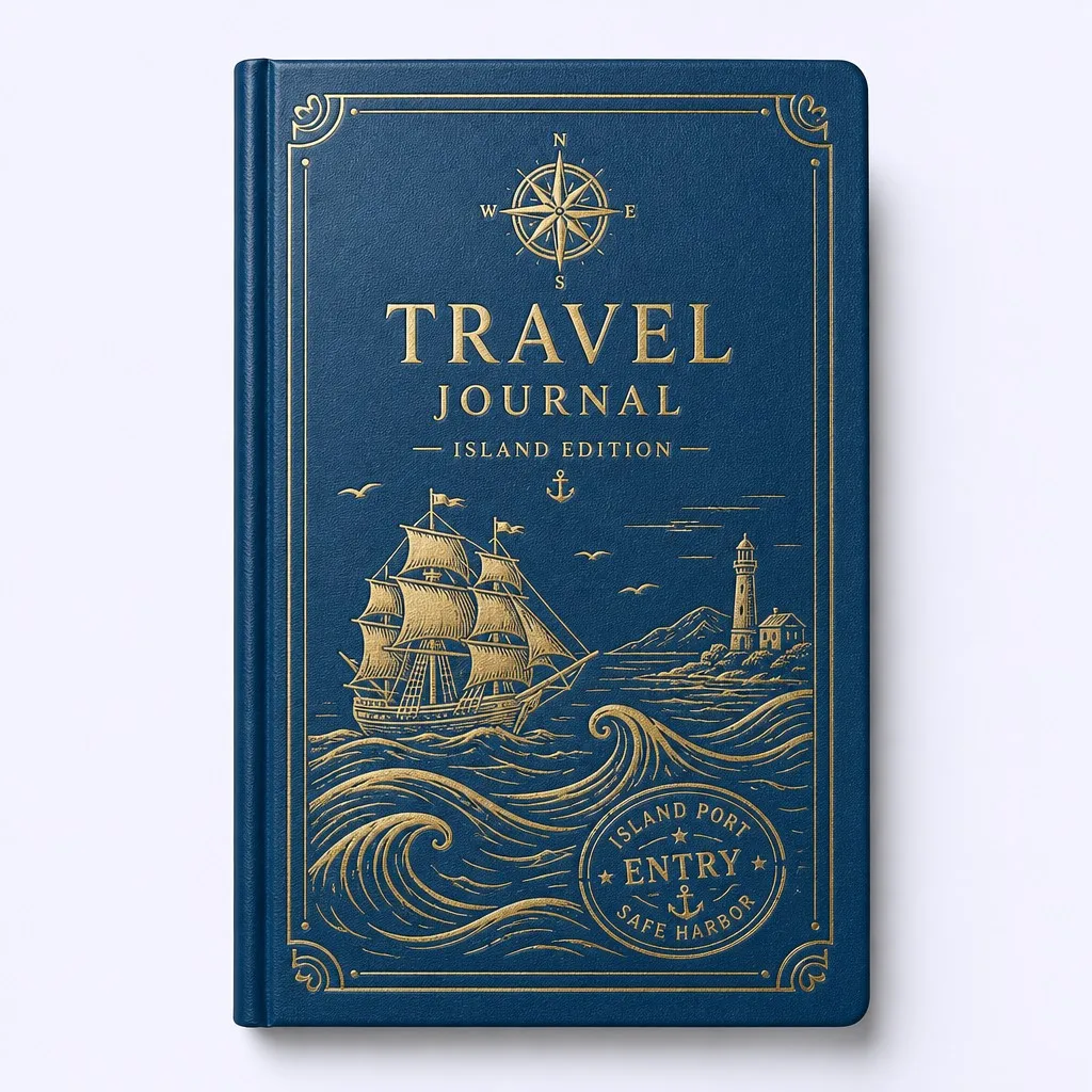 Travel Journal - Island Edition Cover in Deep Ocean Blue
