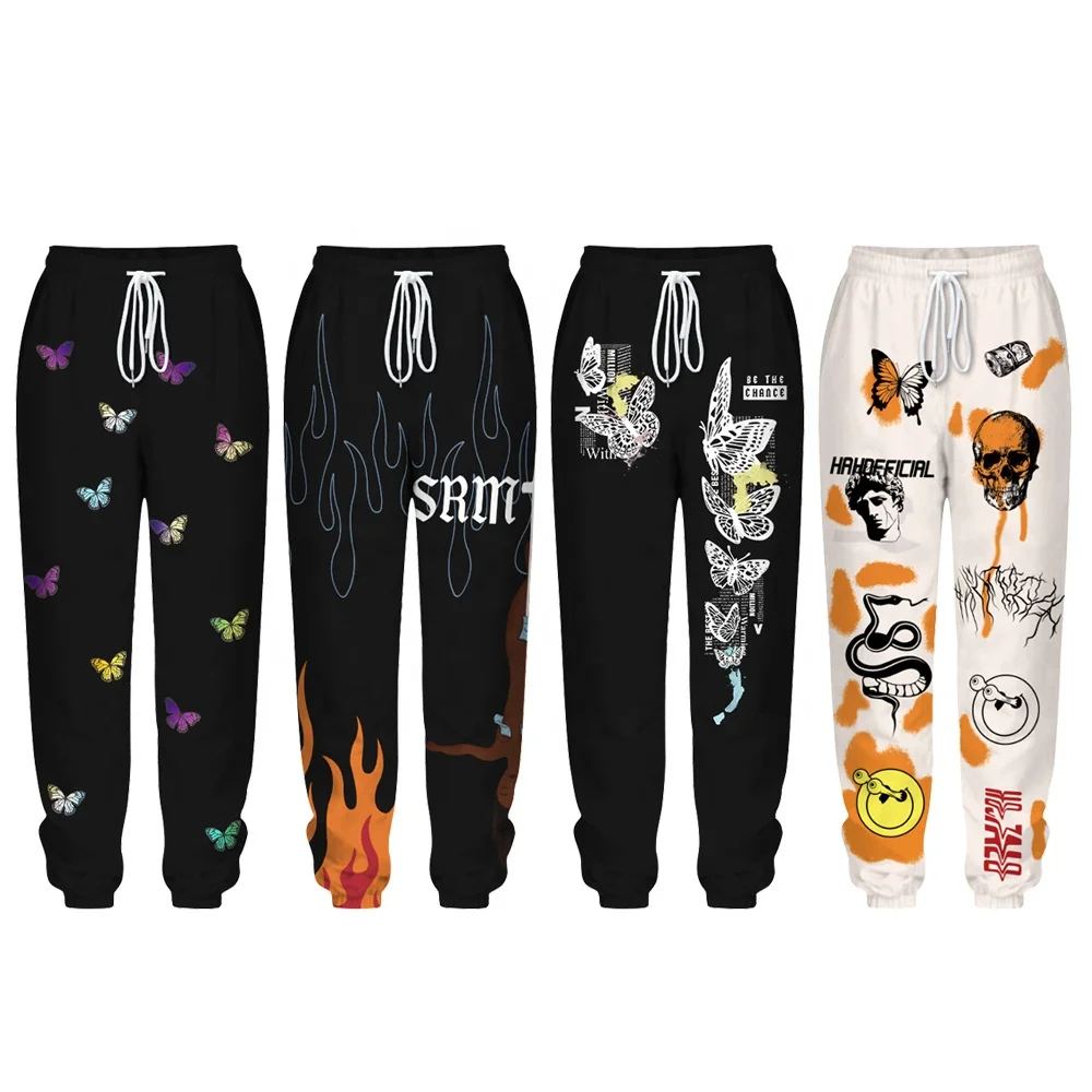 

Casual Loose Track Pants High Waist Women Sweatpants Joggers Streetwear Printing Butterfly Sweatpants In Bulk