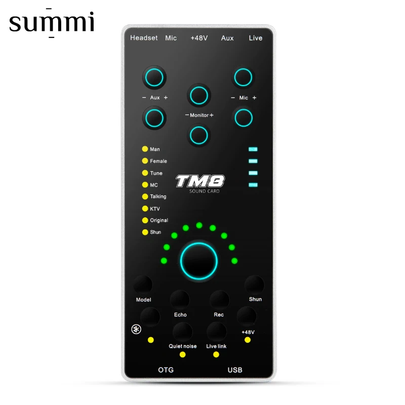 

TM8 Professional Sound Card for phone Microphone BT with USB Type-C connection