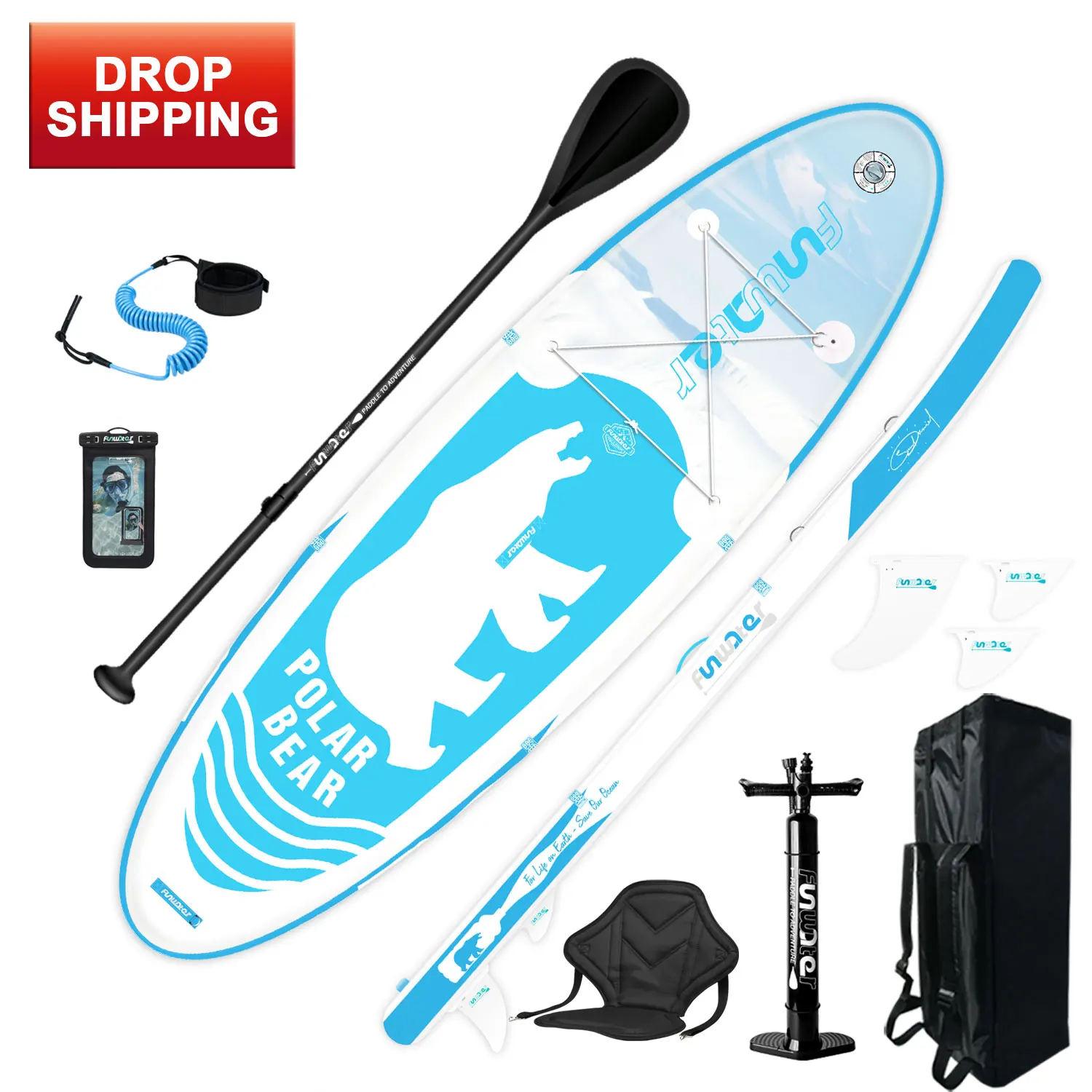 

FUNWATER Drop Shipping 2021 New Design Inflatable Sup Stand Up Paddle Board Surf surfboard inflatable padle board water supboard, Blue