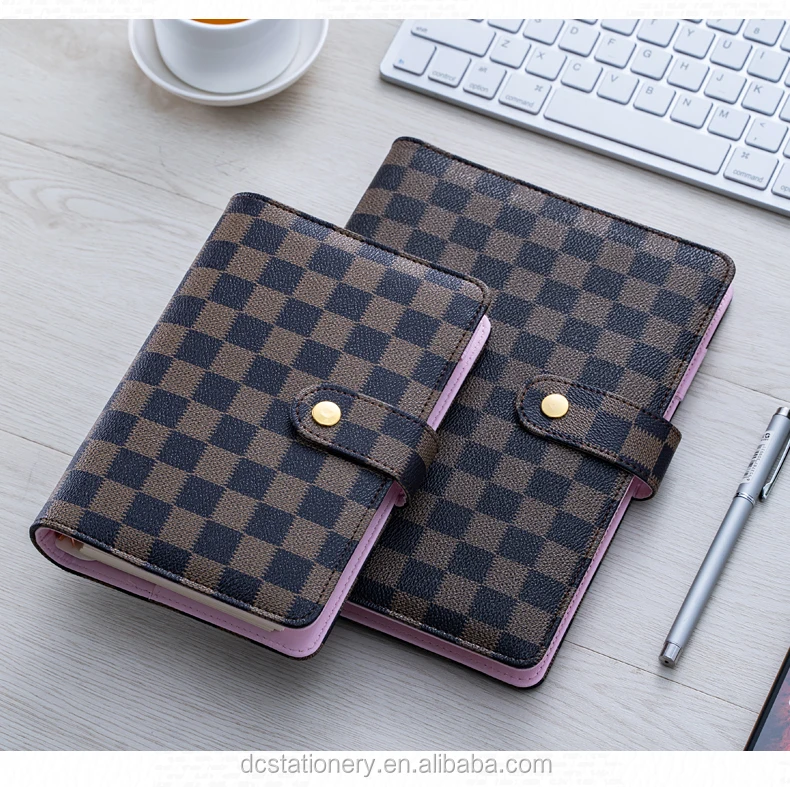 PLANNER COVER, CHECKERED BROWN, VEGAN LEATHER