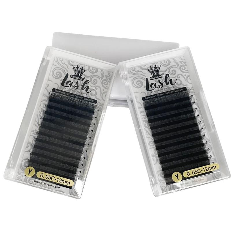 

MASSCAKU Y types lash extensions High Quality Y lashes For Salon Grafted Eyelash, Deep matte black