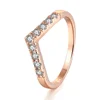 Womens Jewelry Minimalist Cubic Zirconia diamond V-Shape Chevron Thumb Eternity Ring Wedding Band R011-M