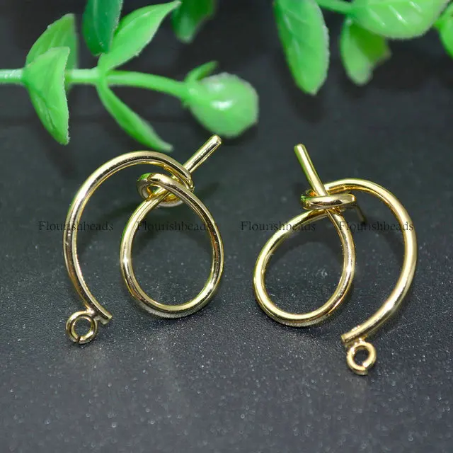 

New Design Real Gold plating Metal Wire Twisted Fashion Woman Earring Hooks Jewelry Findings