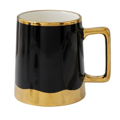 

Creative light luxury golden ceramic mug Straight Gold Ceramic Coffee mug Milk Breakfast Cup for Gift, As picture