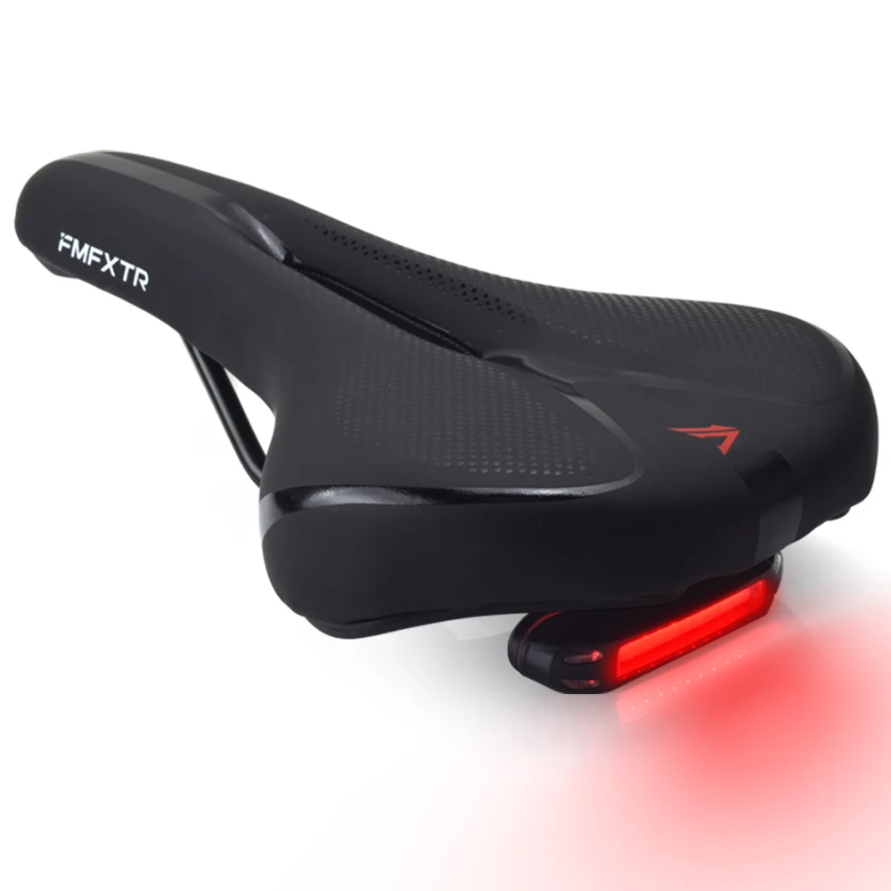 

FMFXTR Bicycle seat cushion with tail light thicken widen large road mountain bike seat cushion soft and comfortable bike saddle