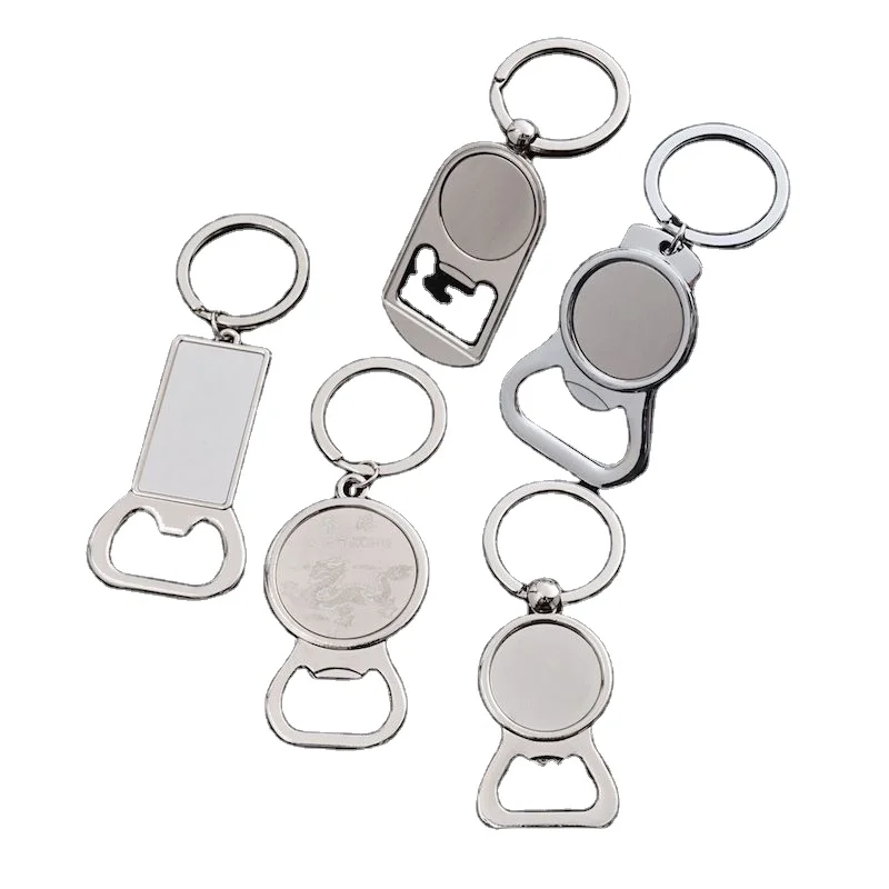 

Wholesale DIY High quality Customized logo Metal sublimation keychain beer bottle opener sublimation beer opener, As picture show