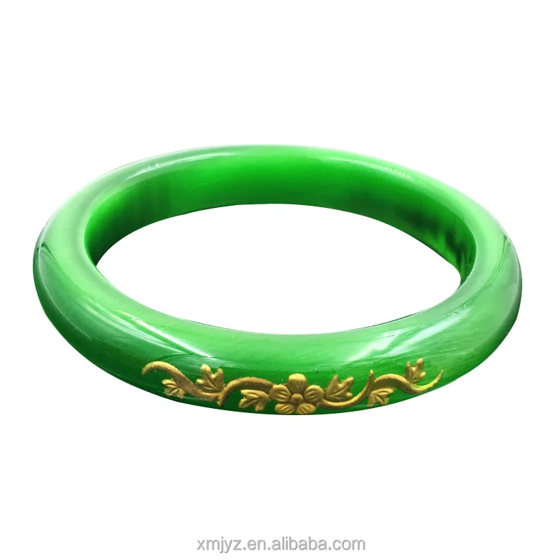 

Eye Stone Jade Inlaid Gold Bracelet Female Ethnic Style Wealthy Flower Gold Inlaid Jade Bracelet