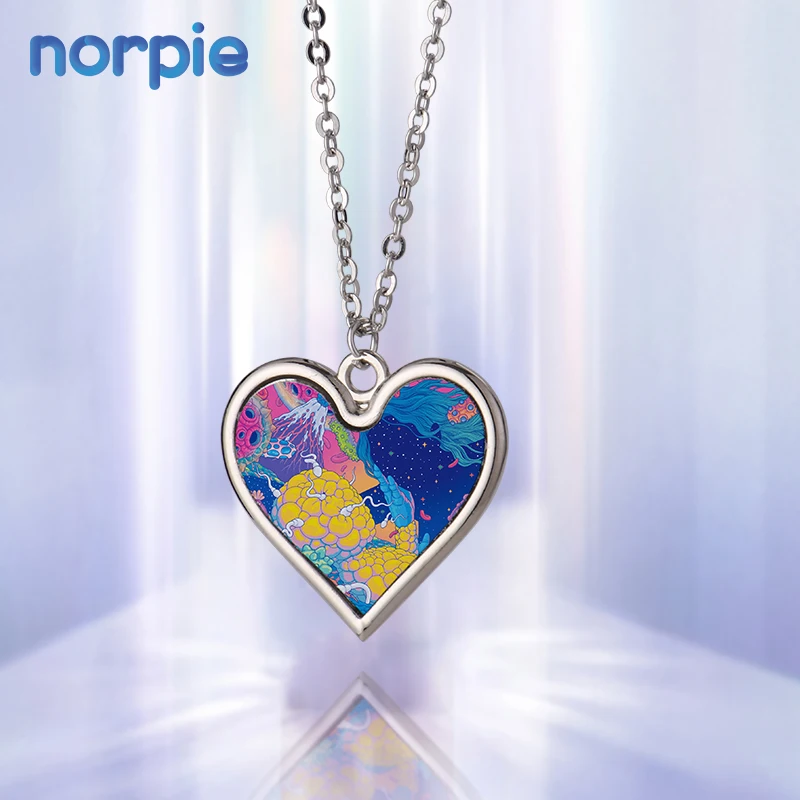 

Sublimation Blank Metal New Design Jewelry Red Heart K Necklace, Silver