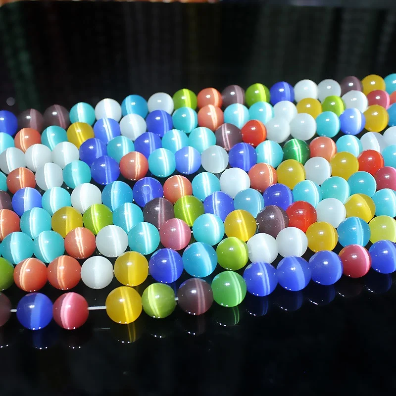 

8mm round natural glass cats eye beads loose cat's eye beads