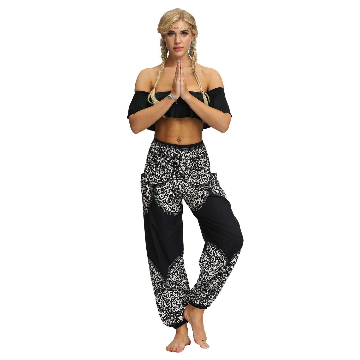 Women's Boho Pants High Waist Yoga Print Hippie Summer Beach Pants for Travel Vacation 2020 hot selling